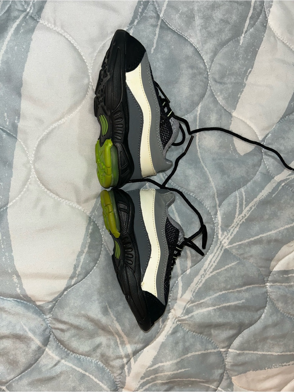 Nike Kids Black & Gray Sneakers with Neon Green Accents - Picture 3 of 7